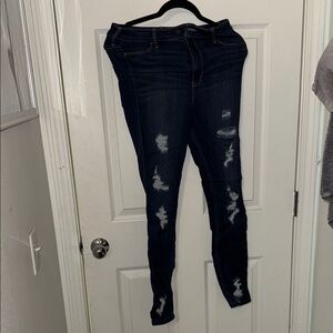 Hollister Dark Blue Distressed Jeggings